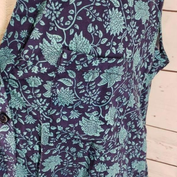 Market & Spruce Blouse Floral sleeveless‎ Blue V-Neck Small - Picture 3 of 8